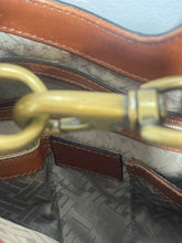 Load image into Gallery viewer, Cole Haan almond Leather Woven Size triangle tote shoulder bag Purse