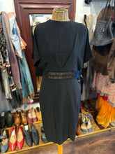 Load image into Gallery viewer, Genny Black Viscose blend detail trim shortsleeve V cut Dress