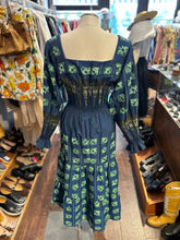 Load image into Gallery viewer, Hunter Bell Blue & Green Cotton Blend Geometric smocked detail AS IS(zipper) Dress, Size L