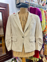 Load image into Gallery viewer, Veronica Beard White & beige Cotton Blend Stripe Blazer cinched sleeves Jacket