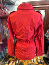 Load image into Gallery viewer, Burberry Red Poly waterproof Zip Up cinched detail Jacket, Gently Worn, Size L