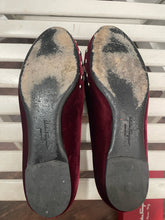 Load image into Gallery viewer, Ferragamo ruby red Velvet studded flats, Size 6/7 W/Box