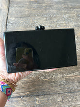 Load image into Gallery viewer, edie parker Black & silver Acrylic Stripe clutch Purse, gently worn
