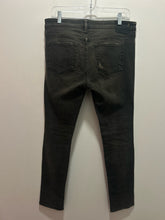 Load image into Gallery viewer, R13 Dark Wash assym. button Distressed Skinny Jeans, Size 27