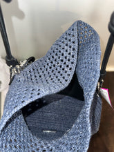 Load image into Gallery viewer, LOEWE Dusty Blue Raffia Woven Size Medium Multi strap option Purse
