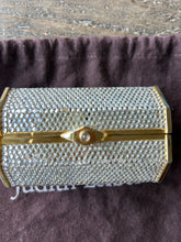 Load image into Gallery viewer, Judith Leiber Gold swarovski crystals Mini evening purse w/chain strap, AS IS missing crystals, duster included