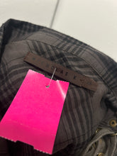 Load image into Gallery viewer, Nicholas K Green & black Cotton Blend Plaid cut out lace up detail Top