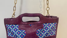 Load image into Gallery viewer, Tory Burch Purple & Blue Geometric Size Tote chain strap Purse