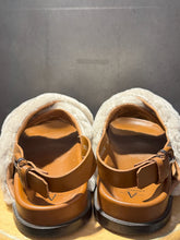Load image into Gallery viewer, Aquatalia white & camel Calf fur sandal W/Duster Sandal, Size 9