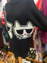Load image into Gallery viewer, Karl Lagerfeld Black Acrylic graphic Sweater, Size M