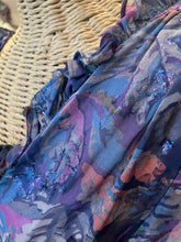 Load image into Gallery viewer, Rebecca Taylor Purple/Pink/Blue Leaves Ruffle Shimmery Silk&amp;Viscose Dress, Size S
