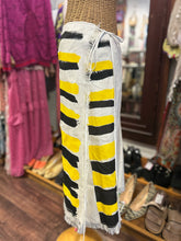 Load image into Gallery viewer, Marni white,black&yellow Cotton brush strokes Wrap aroud waist frayed Skirt