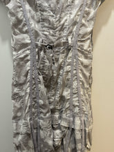 Load image into Gallery viewer, R867 Grey and white 100% cotton Squares utility style Bubble Hem Dress, Size 40