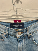 Load image into Gallery viewer, Veronica Beard Light Wash Cotton Zig Zag Stitch Wide Leg Jeans, Size 29