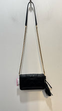 Load image into Gallery viewer, Tory Burch Black Leather EMBOSSED LOGO tassle detail Purse