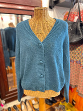Load image into Gallery viewer, Nation LTD Teal Alpaca Wool Blend knit Button up v neck Sweater, Size L