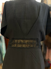Load image into Gallery viewer, Genny Black Viscose blend detail trim shortsleeve V cut Dress