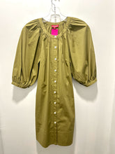 Load image into Gallery viewer, STAUD olive Green Cotton Blend button down puff sleeve Dress, Size XS