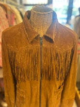Load image into Gallery viewer, Overland Brown Suede Fringe double zip Jacket