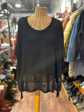 Load image into Gallery viewer, Johnny Was Black Cotton Blend Woven Tassles Poncho, Size O/S