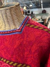 Load image into Gallery viewer, Oleana Red Wool floral & abstract purple lining Sweater, Size L