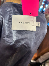 Load image into Gallery viewer, Priory Metallic Blue Poly Blend button down light weight Jacket