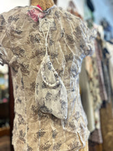 Load image into Gallery viewer, et compagnie Grey & White Silk Floral sheer short sleeve Top