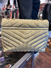 Load image into Gallery viewer, YSL Green Suede Quilted Size Medium Gold Hardware Purse, Duster Incl.