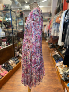 Johnny Was Pink Silk Floral 2 piece Dress, Size XS