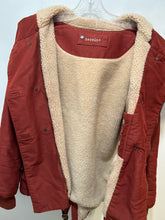 Load image into Gallery viewer, Sessun Brick Red Cotton Blend Sherpa Lined hooded Jacket, Size M