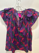 Load image into Gallery viewer, Ulla Johnson pink and purple Cotton Print Short sleeve V cut Top