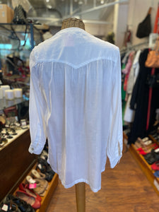 Layla White Cotton Pintucks Tunic Top, Size S