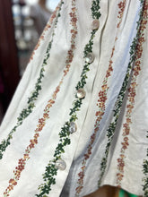 Load image into Gallery viewer, Vintage beige & green Blend Floral Stripes button back Dress