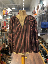 Load image into Gallery viewer, Ulla Johnson Brown & Copper Cotton Blend Stripe NWT! Top, Size 4