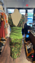 Load image into Gallery viewer, Jean P.Gaultier Soleil Green Polymide Floral ruched Sleeveless Dress, Size M