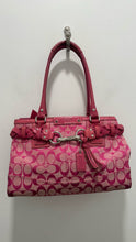 Load image into Gallery viewer, Coach Pink Leather & Canvas Logo Size Medium shoulder bag Purse