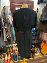 Load image into Gallery viewer, Genny Black Viscose blend detail trim shortsleeve V cut Dress