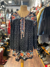 Load image into Gallery viewer, Johnny Was Navy Cupra Floral Longsleeve Button Up Top, Size XL