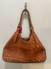 Load image into Gallery viewer, Cole Haan almond Leather Woven Size triangle tote shoulder bag Purse
