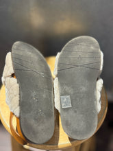 Load image into Gallery viewer, Aquatalia white & camel Calf fur sandal W/Duster Sandal, Size 9