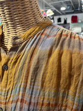 Load image into Gallery viewer, Ichi Antiguites yellow, multi Linen Plaid Relaxed Fit Button Up Dress, Size M/L