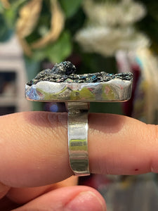 Frida Kabo Gently Worn Sterling Silver Druzy Quartz Ring, Size 8