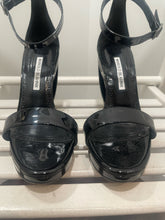 Load image into Gallery viewer, Manolo Blahnik Black Patent Leather Wedge sandal, Dusters Incl.,Size 38.5