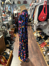 Load image into Gallery viewer, Diane Von Furstenberg black, blue & pink Viscose blend Floral Maxi Dress, Size 10