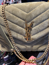 Load image into Gallery viewer, YSL Green Suede Quilted Size Medium Gold Hardware Purse, Duster Incl.