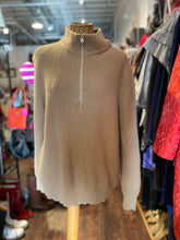 Load image into Gallery viewer, kayne Tan wool cashmere blend half zip Ribbed Sweater, Size L