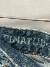 Load image into Gallery viewer, CHLOE Blue Cotton Denim brown acccents wide leg Jeans