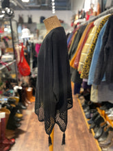 Load image into Gallery viewer, Johnny Was Black Cotton Blend Woven Tassles Poncho, Size O/S