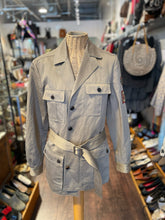 Load image into Gallery viewer, Saint Laurent Tan Cotton/Linen patches Belted Military Jacket, Size 42 AS IS-needs cleaning