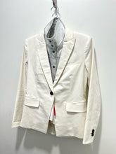Load image into Gallery viewer, Veronica Beard White Cotton w/silver accent Removable lapel Blazer, Size 6